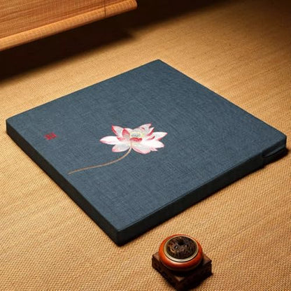Japanese Foldable Meditation Cushion Set,Yoga Meditation Floor Pillow,Large Meditation Mat and Pillow Set for Sitting on Floor for Floor Balcony Mat Bedroom Patio blue-60cm