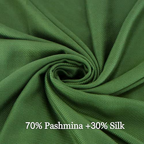 Soft Silky Pashmina Shawl Wraps Solid Colors Scarf for Wedding Evening Dresses - color: U-dark Green
