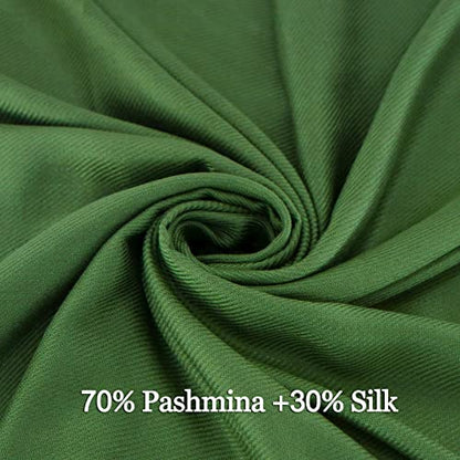 Soft Silky Pashmina Shawl Wraps Solid Colors Scarf for Wedding Evening Dresses - color: U-dark Green