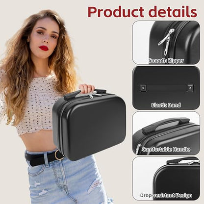 Portable Makeup Case 14inch Cosmetic Case Travel Toiletry Hand Luggage Carrying Case - color: BLACK