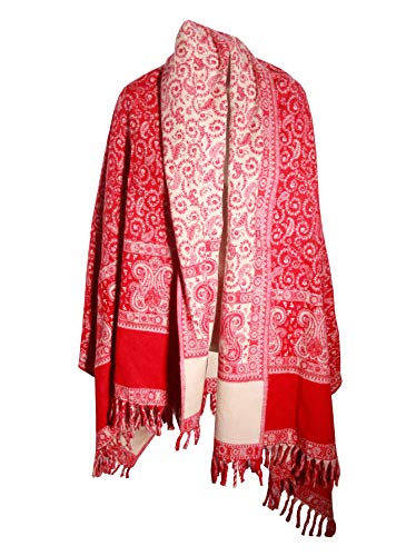 TIBET LUXURY HANDMADE RED FLOWER PREMIUM QUALITY FASHION SCAR MADE OF YAK WOOL Shawl Blanket stole unisex Travel Wrap Meditation Soft gift for her