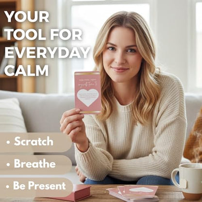 Mindfulness Scratch Off Activity Cards, 52-Week Presence Deck with Calming Reflections, Grounding Prompts & Mental Clarity Activities, 4.7 x 2.8 Inches