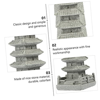 Toddmomy Zen Style Stone Pagoda Ornament for Garden Decoration Detailed Bonsai Craft Sculpture for Micro Landscape Rustic and Modern Home Accent Stone Adornment