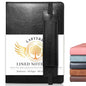 Lined Journal Notebook for Women Men, 256 Pages, Medium 5.7 in x 8.3 in - 100 GSM Thick Paper – Hardcover Leather Journals for Writing, Work, School, Note Taking, Diary Notepad,Black - color: Black