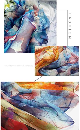 Pokeedioty Scarfs for Women Lightweight Scarves Elegant Floral Pattern Sheer Scarfs Shawls Wraps
