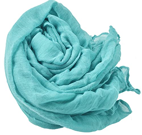 Women's Cotton Scarves Lady Light Soft Fashion Solid Scarf Wrap Shawl - color: Teal