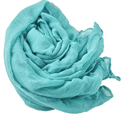 Women's Cotton Scarves Lady Light Soft Fashion Solid Scarf Wrap Shawl - color: Teal
