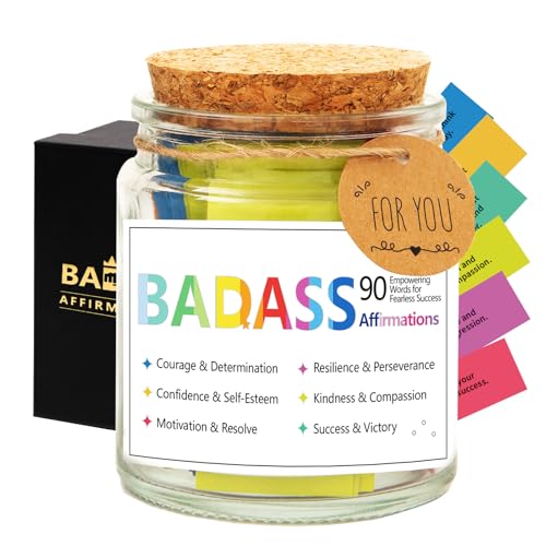 Funny Affirmation Cards for Women,Daily Positive Affirmation Jar,Graduation Birthday Friendship Friend Gifts,Self-Affirmation Inspirational Motivational Gifts for Women Men Teen Coworker Boss - style: Badass