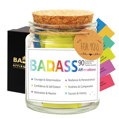 Funny Affirmation Cards for Women,Daily Positive Affirmation Jar,Graduation Birthday Friendship Friend Gifts,Self-Affirmation Inspirational Motivational Gifts for Women Men Teen Coworker Boss - style: Badass