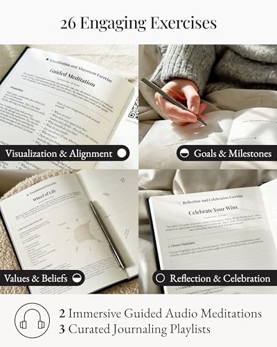 Manifestation Journal – 52-Week Undated Guided Law of Attraction Journal with Prompts, Habit Tracker, Vision Board, Goals & Reflection Tools | for Women & Men | Gift Box + Pen