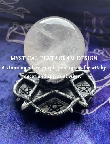 Pentacle Altar Crystal Ball Holder, Tealight Tray for Astrology Ritual Alter Witch Decor, Plate Witchcraft for Wiccan Tarot Supplies