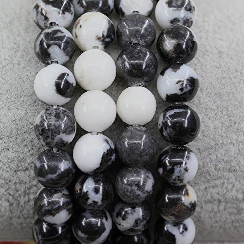 Keleny Gem Semi Precious Gemstones 8mm Round Beads Crystal Stretch Bracelets 7 Inch Unisex - color: Black Wihte Zebra Jasper