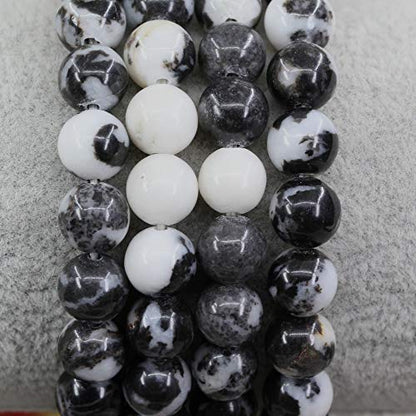 Keleny Gem Semi Precious Gemstones 8mm Round Beads Crystal Stretch Bracelets 7 Inch Unisex - color: Black Wihte Zebra Jasper