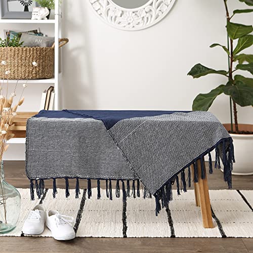 DII Striped Throw Collection Urban Cityscape Border - color: Navy
