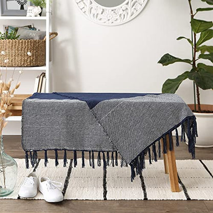 DII Striped Throw Collection Urban Cityscape Border - color: Navy