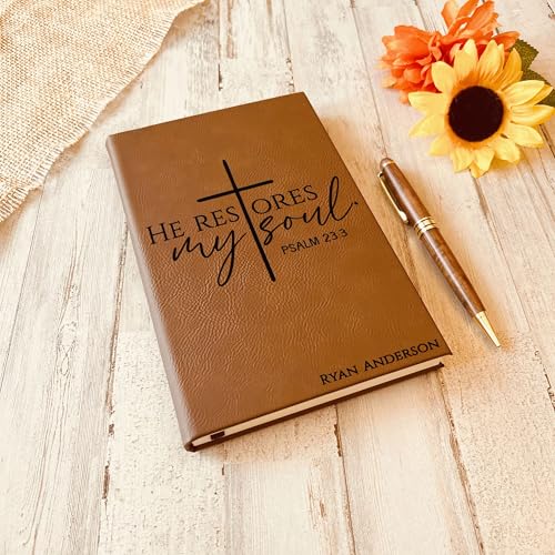 Personalized Christian Prayer Journal for Men & Women, Custom Engraved Name, Daily Devotional, Scripture Writing, Gratitude and Faith Gift