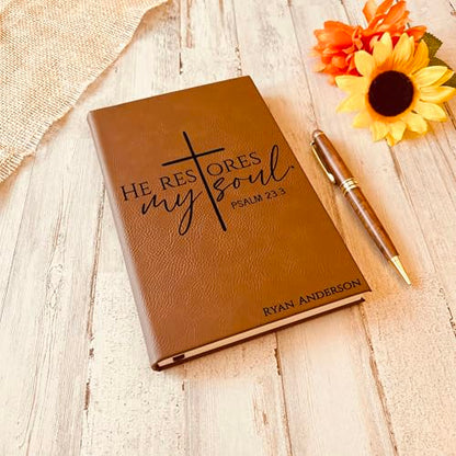 Personalized Christian Prayer Journal for Men & Women, Custom Engraved Name, Daily Devotional, Scripture Writing, Gratitude and Faith Gift