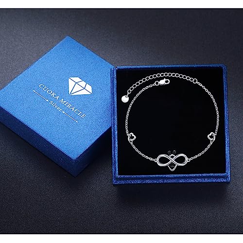 Bee Bracelet Sterling Silver Infinity Honey Bracelet Minimal Cute Jewelry 7"+2" Adjustable Chain Bracelet Jewelry Birthday Christmas Graduation Gifts for Women Wife