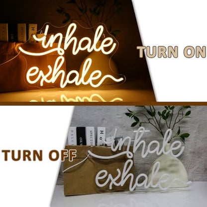 Inhale Exhale Neon Sign for Wall Decor, Warm White Led Signs for Room, USB Dimmable Neon Lights for Yoga Meditation Studio Bedroom Home Living Room Party Cafe Business Pub Wall Art - style: inhale exhale