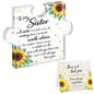 Yookeer Sister Gifts from Sisters, Unique Sister Birthday Acrylic Puzzle Shaped Plaque Sunflower Desk Decorations and Card Present for Big Sisters Mothers Day Wedding Graduation Birthday