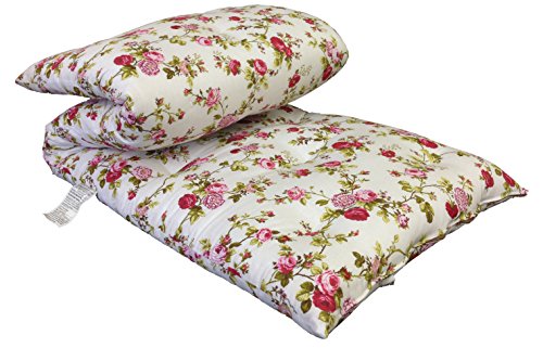 D&D Futon Furniture Traditional Japanese Floor Futon Mattresses, Foldable Cushion Mats, Yoga, Meditaion Single Size 3" Thick X 27" Wide X 80" Long (Red Rose White) - color: Red Rose White
