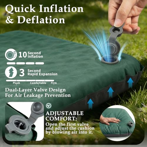 Travel Seat Cushion for Airplane - Portableself Inflating Memory Foam Seat Cushion for Long Flights- Stadium Seat for Sports Events, Outdoor，Camping