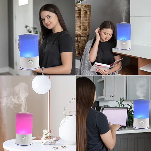 BlueHills Premium 2000 ML XL Large Essential Oil Diffuser Aromatherapy Humidifier for Large Room Home 40 Hour Run Huge Coverage Area 2 Liter Extra Large Capacity Huge Diffuser High Mist White E001 - color: White