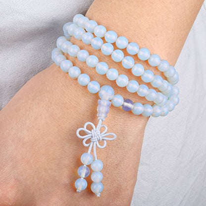 Nupuyai 6mm 108 Healing Gemstone Mala Prayer Beads Stretch Bracelet Necklace for Men and Women
