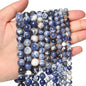 About 45pcs 8mm Natural Stone Beads White Blue Sodalite Beads Crystal Gemstone for Jewelry Making, DIY Bracelet Necklace - color: Blue White Sodalite, size: 8mm