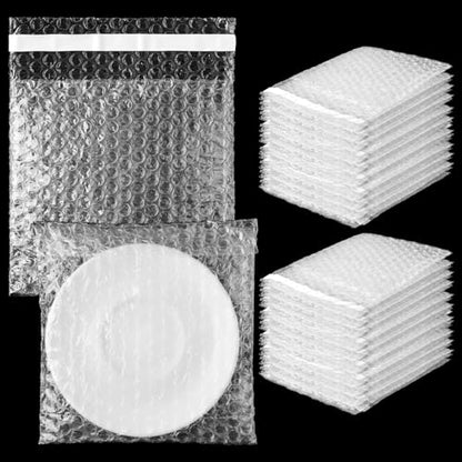 Frienda 300 Pcs Clear Self Sealing Bubble Cushion Bags Double Wall Bubble Pouch Bag Plastic Shockproof Protective Packing Bags for Small Business Moving Shipping Packaging Storage(6" X 6") - size: 6" X 6"