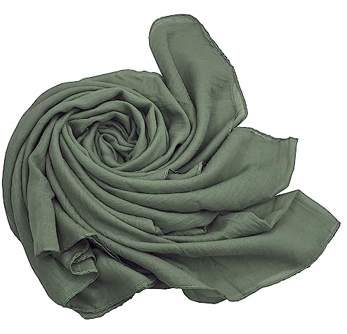 Women's Cotton Scarves Lady Light Soft Fashion Solid Scarf Wrap Shawl - color: New Armygreen