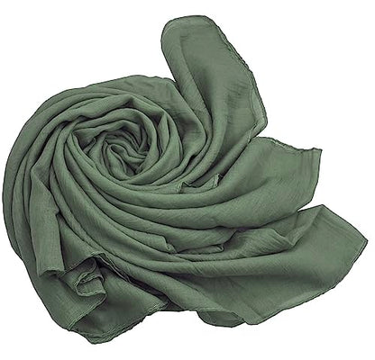 Women's Cotton Scarves Lady Light Soft Fashion Solid Scarf Wrap Shawl - color: New Armygreen