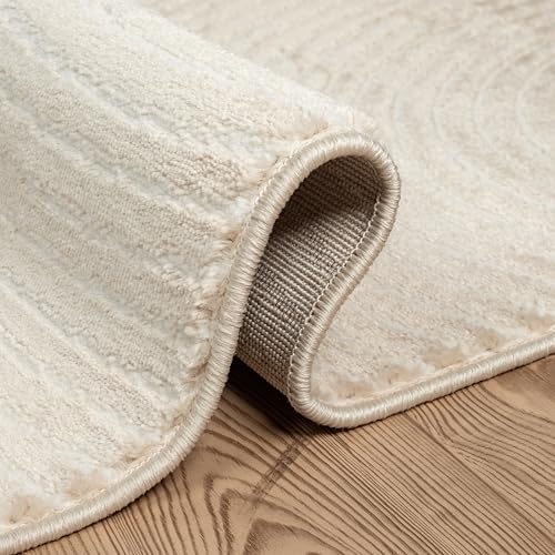 Abani Neutral Beige Area Rug | 5' x 8' Tan Geometric Carpet with Zen Circle Pattern | Rugs for Living Room, Bedroom, Office - color: Beige, size: 5'x8' (Rectangular)