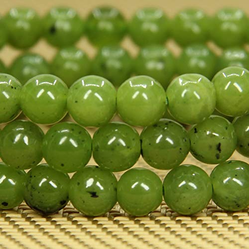 Angelstones Handmade Natural Healing Gemstone 6mm Round Beads Stretch Crystal Bracelet 7 Inch Unisex - color: Canadian Nephrite Jade