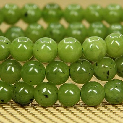 Angelstones Handmade Natural Healing Gemstone 6mm Round Beads Stretch Crystal Bracelet 7 Inch Unisex - color: Canadian Nephrite Jade