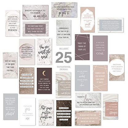 Marble Quartz Daily Gratitude Cards / 50 Motivational Kindness Cards / 25 Inspirational Quote Card Designs / 2” x 3.5” Uplifting Flat Business Card Pack - color: Marble
