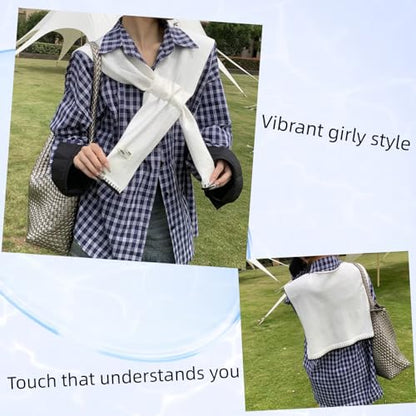 Sweater Shawl Wraps for Women Fashion Knitted Shoulder Shawls Ponchos Casual Sweaters Scarf Cape Wraps with Sleeves - color: 07 White/Black Trim