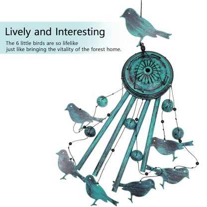 Askhald Bird Wind Chimes for Outside Windchimes Outdoors with 6 Wind Bells Hanging Decor for Patio Garden Porch Backyard Birthday Thanksgiving Christmas for Mom Grandma Nana