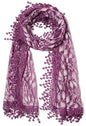 Cindy and Wendy Lightweight Soft Leaf Lace Fringes Scarf Bridal Veils shawl for Women - color: Purple