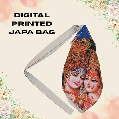 Cotton Japa Meditation Jholi Devotional Print | Traditional Chanting Bead Pouch for Mala | Handcrafted Prayer Accessory