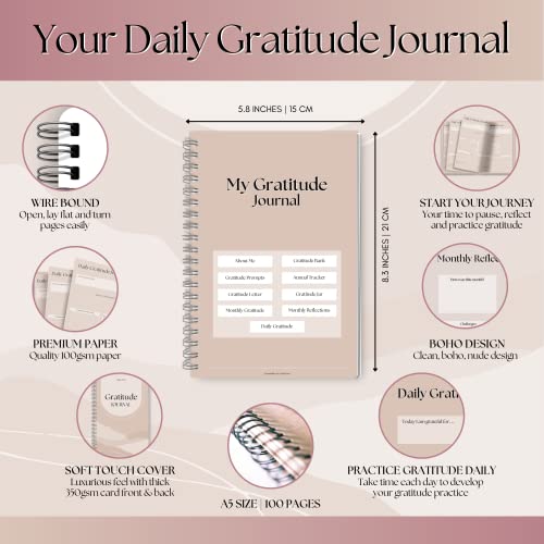 Gratitude & Mindfulness Journal - 90 Day Template, Self Care Planner, Positivity Diary, Daily Gratitude Jar, Wellness, Manifestation | A5 (Lux)