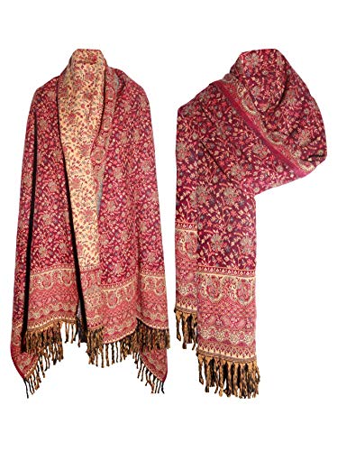 MAROON BEIGE BLUE FLORAL BLANKET SCARF LUXURY PREMIUM QUALITY HANDMADE FASHION SCAR MADE OF YAK WOOL Shawl Blanket stole unisex Travel Wrap Meditation Soft gift for her