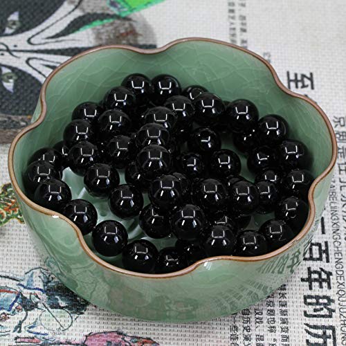 Keleny Natural Gem Semi Precious Gemstones 14mm Round Beads Crystal Stretch Bracelets 7 Inch Unisex - color: Black Agate