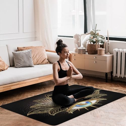 Gold Chakra Female Doing Yoga Art Ultra Soft Non-Slip Area Rugs Indoor Throw Area Rug Short Flannel Carpet for Living Room Bedroom Dining Room