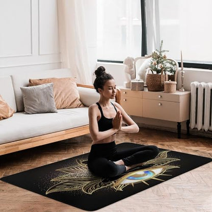 Gold Chakra Female Doing Yoga Art Ultra Soft Non-Slip Area Rugs Indoor Throw Area Rug Short Flannel Carpet for Living Room Bedroom Dining Room