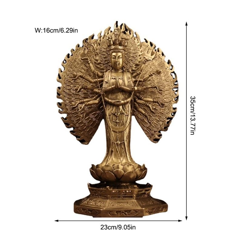 Sculpture Meditating Statue Guanyin Ornament Crafts Brass Decor Statue Zen Decor Bodhisattva Meditation Room Decor Figurine Sitting