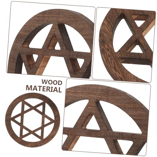 Homoyoyo Hand Carved Wooden Altar Tiles - Rustic Round for Astrology - 20x20cm Decor
