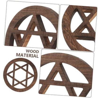 Homoyoyo Hand Carved Wooden Altar Tiles - Rustic Round for Astrology - 20x20cm Decor