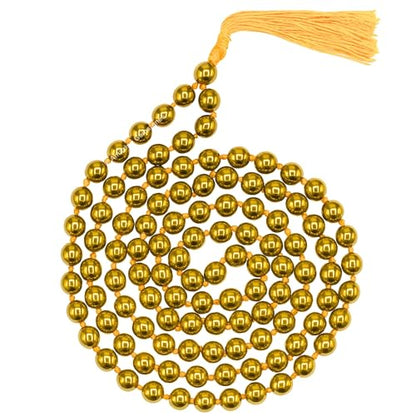 Amazing Gemstone Golden Hematite Mala Beads - 108 Prayer Beads for Meditation and Mindfulness Practice, Handcrafted Mala Beads with Natural Gemstones for Spiritual Healing and Relaxation (Knotted) - color: Golden Hematite, style: Knotted