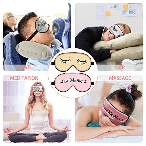 8 Pieces Funny Sleep Mask Silk Eye Mask with Adjustable Strap Soft Cute Blackout Blindfold Eye Cover for Women Men Full Night's Sleep, Travel, Nap, Meditation(Elegant Colors) - color: Elegant Colors